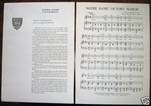 UNIVERSITY OF NOTRE DAME 1970s School Seal, History, Fight Song - Original - Bild 1 von 1