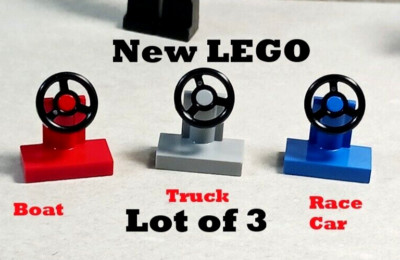 New LEGO Steering Wheel lot of 3 Semi Truck Car Boat Build Vehicle Parts Race