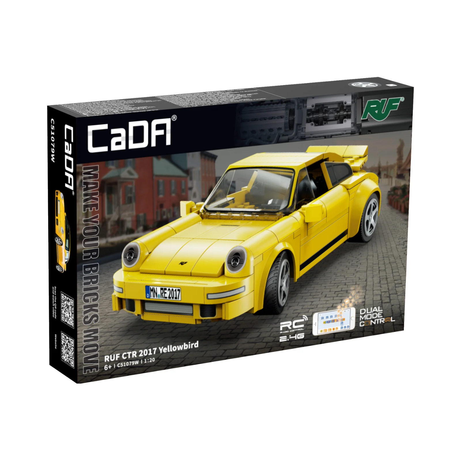 CaDA RUF CTR 2017 Yellowbird - RC Dual Mode Control - 1:20 222 Piece Kit C51079W