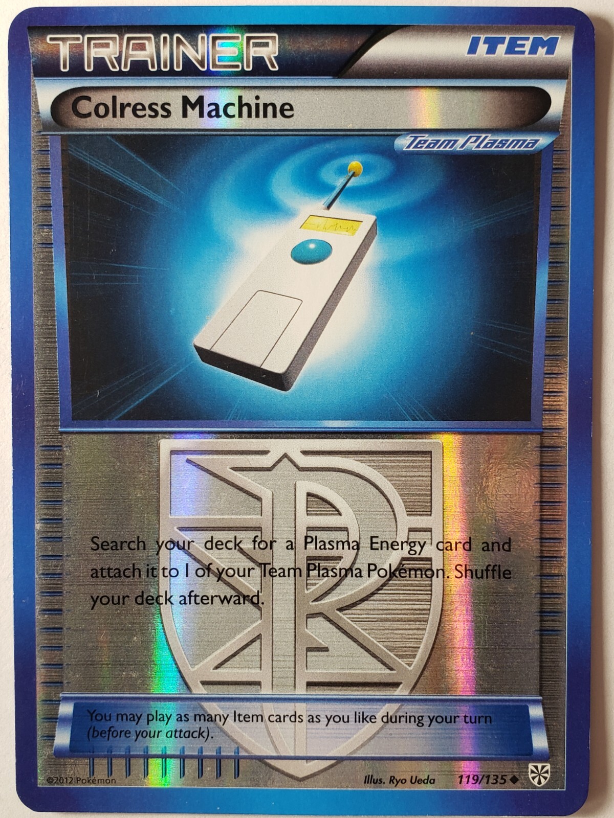 REVERSE HOLO Colress Machine 119/135 LP / VLP - Plasma Storm Pokemon Card