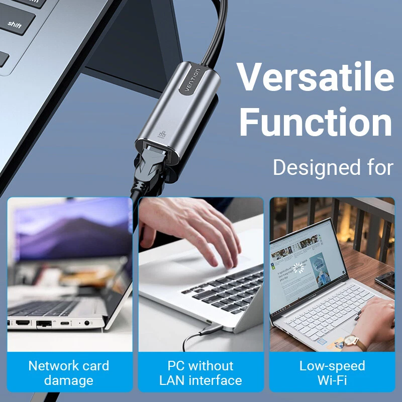 USB Type C to Ethernet Adapter Lan RJ45 Network 1000M Cable For Laptop MacBook - Image 3 of 4