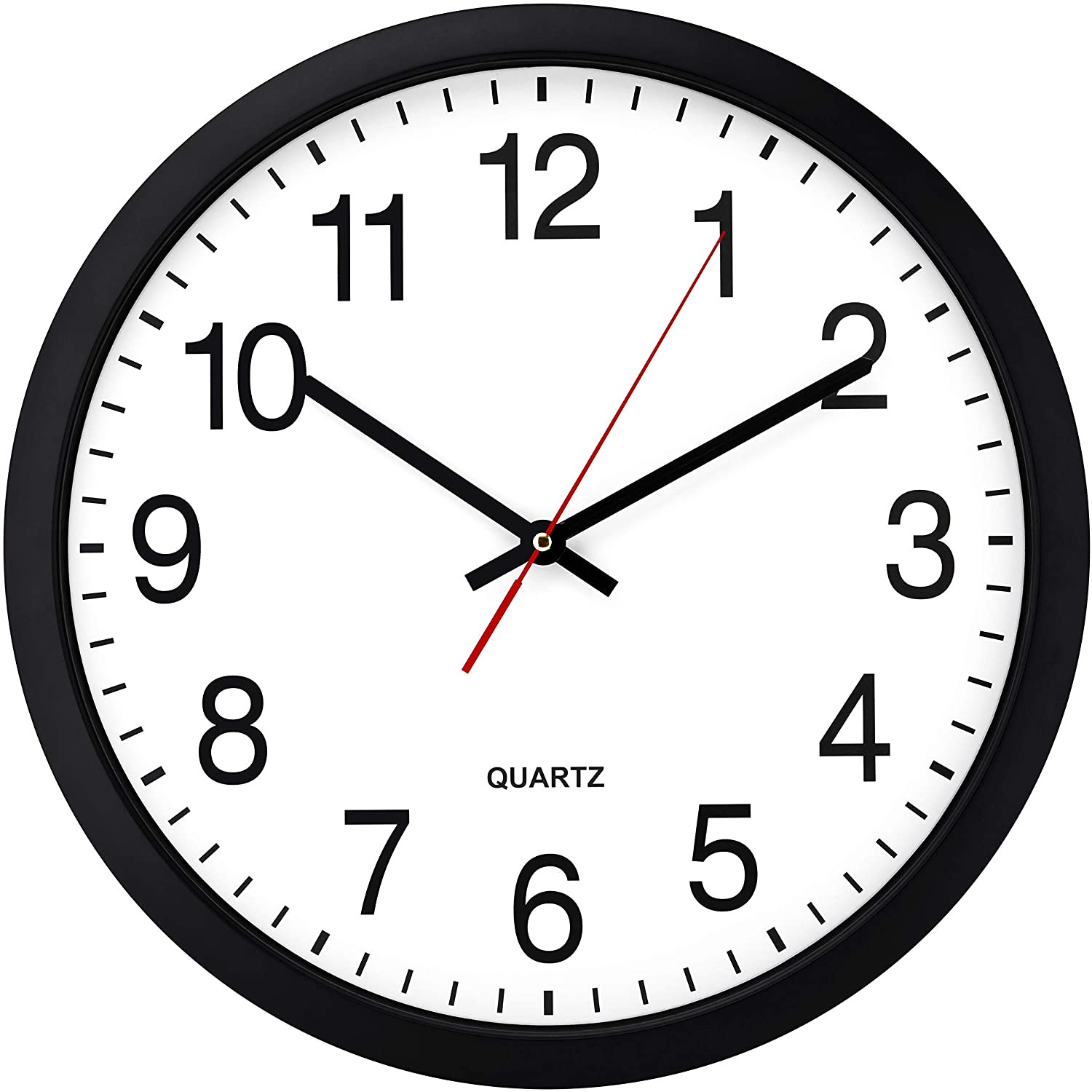 Silent Black Wall Clock 2 Pack - 16" Large Easy to Read Quartz Clocks