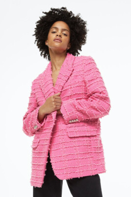 H&M BLAZER STRUKTURSTOFF BOUCLE PINK Gr. XS BLOGGER TOP!