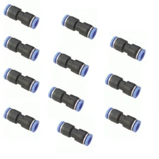 10x 1/4" OD Tube Pneumatic Straight Union Connector, Push To Connect Air Fitting