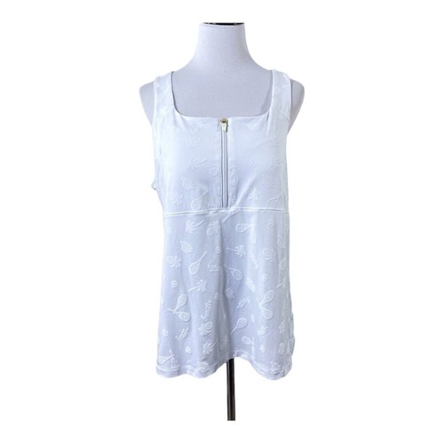 Lilly Pulitzer Luxletic Kalila Tennis Bra Tank XL White Perfect Match Jacquard