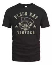 Premium Moto Skull Black Kat Vintage T-shirt