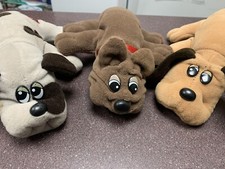 3-9 Inch Vintage Tonka Pound Puppy Plush Toy Dogs Gray Spotted, Brown, Tan 1985