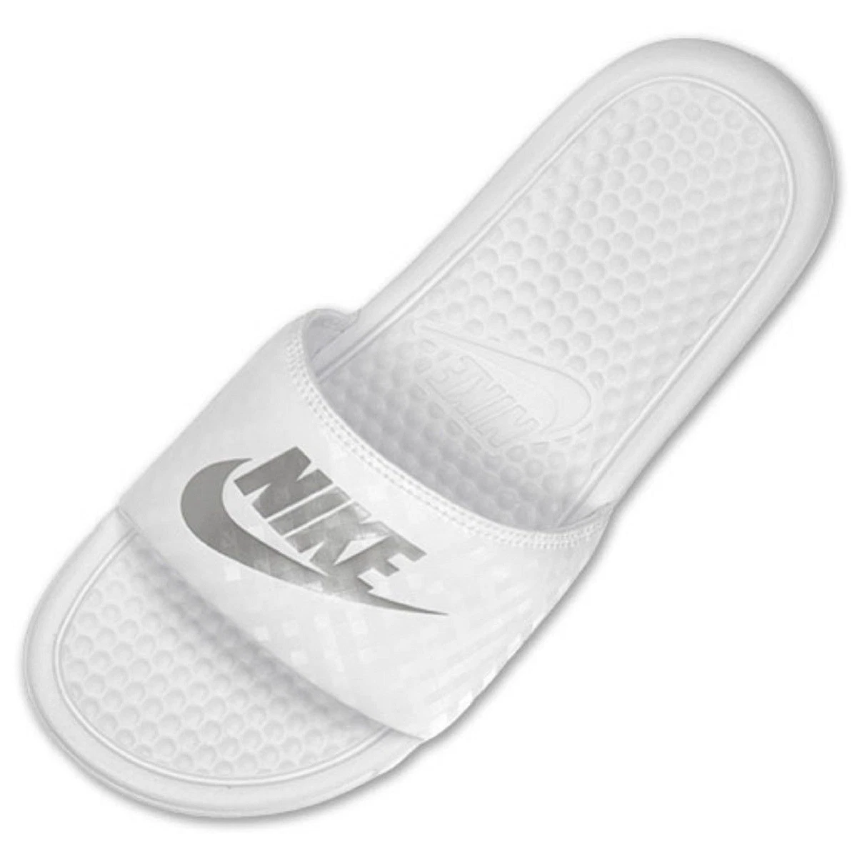 nike benassi JDI white slide sandal Women s White metallic silver 343881 102