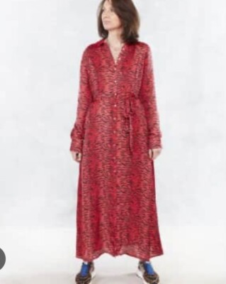 Primrose Park Dress Josie Red/Black Tiger Print Size M
