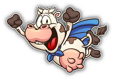 Super Cow Cartoon Car Bumper Sticker Decal 5'' x 3''
