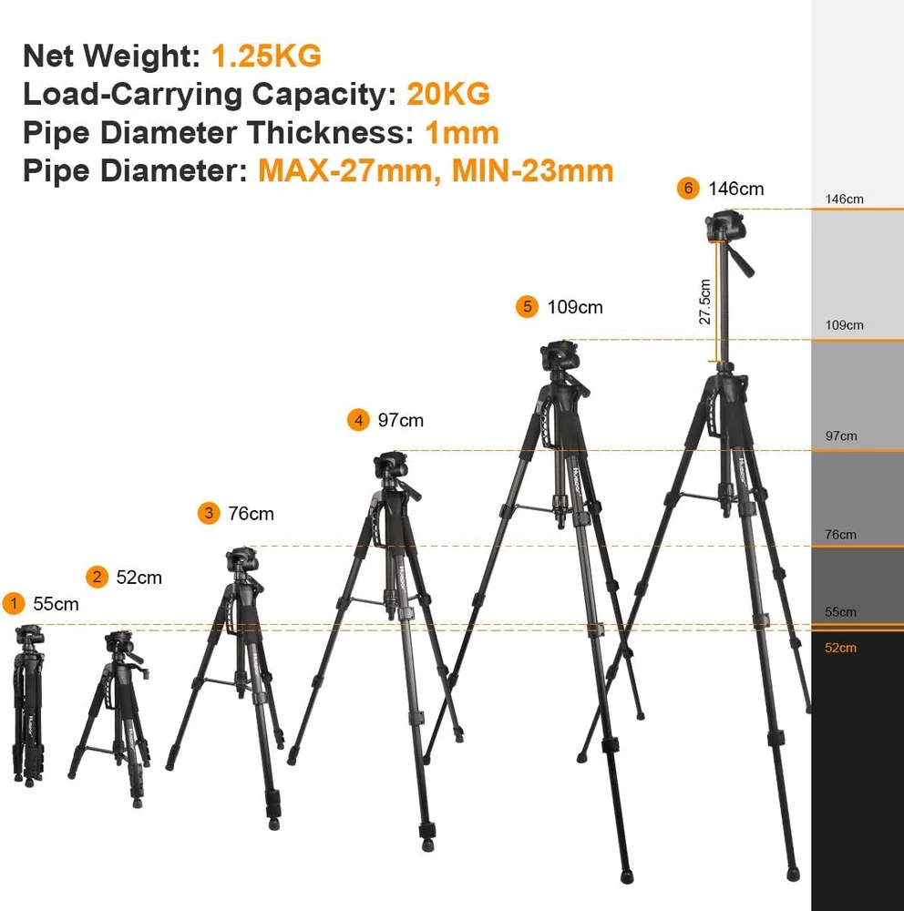 Laser Level Tripod,  56-Inch Extendable Height Tripod Use with Line Lasers, Poin
