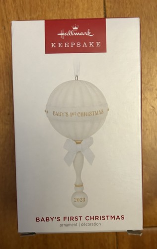 2023 NIB Hallmark BABY'S FIRST CHRISTMAS Porcelain Rattle Keepsake ...