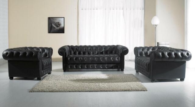 Ledersofa Sitzpolster Garnitur Chesterfield Stühle Design Sofa Couch Garnitur