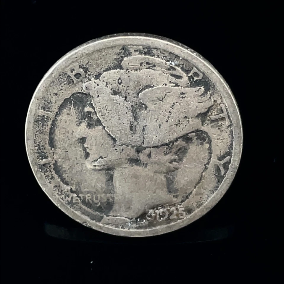 1925 10C Mercury Dime Mint Error Huge Obverse Lamination Silver Coin - Scares - Image 3 of 4