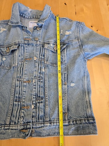 Old Navy Jean Jacket Womens Sz Small Denim Distressed Button front - Picture 8 of 8