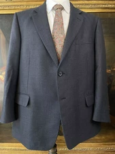 Pronto Uomo 44S Dark Steel Gray Small Check Tweed 100% Wool 2Btn Blazer Jacket