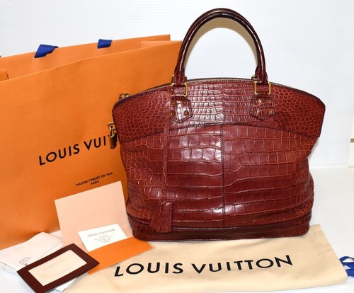 Limited Ed LOUIS VUITTON GM Lockit Rouge Red Crocodile Skin Leather Satchel  Bag | eBay