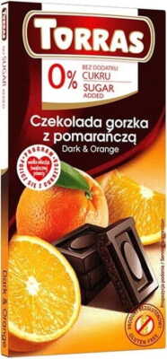 Dunkle Schokolade mit Orange Dark & Orange 0% Zucker, glutenfrei 75 g Torras