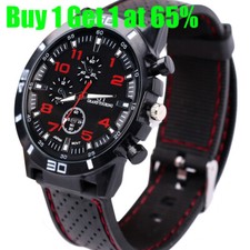Mens Watches Sports Wrist Boys Army Silicon Strap Quartz Cheap Men Watch Black
