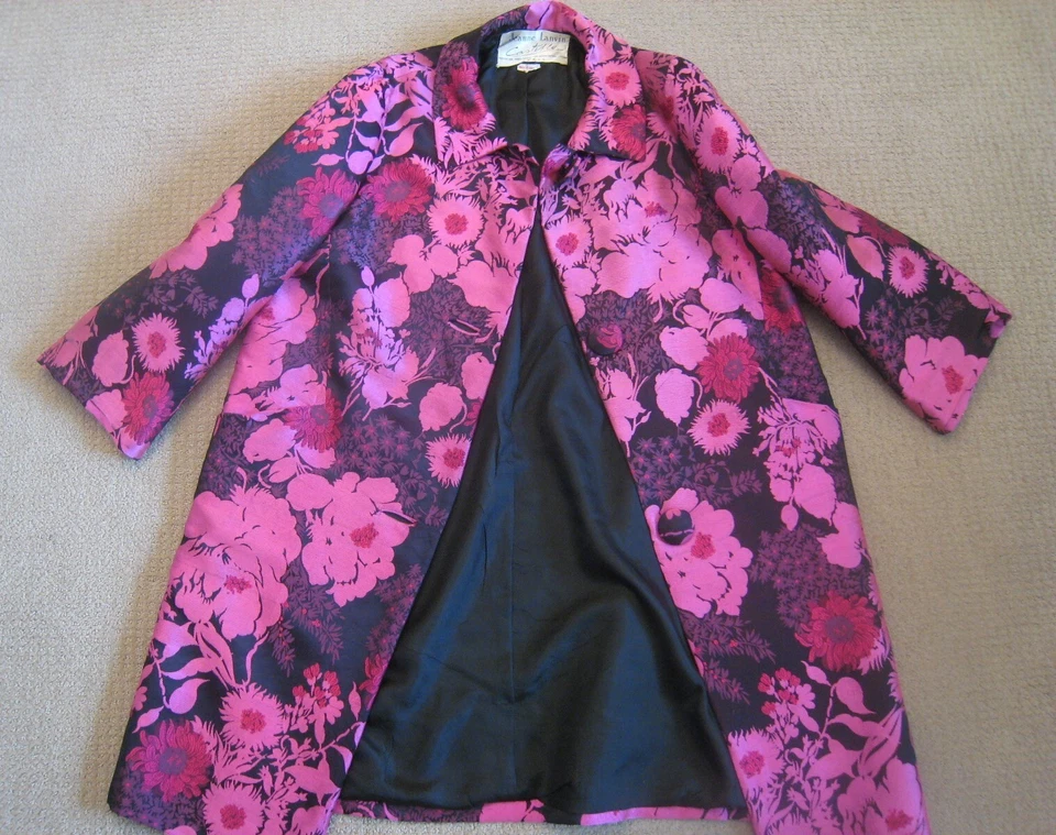 Abrigo floral vintage de seda Lanvin Castillo años 50 Foto 4 de 4