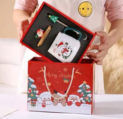 Tasse Geschenkbox Keramik Weihnachtsgeschenk Keramik mit Deckel Löffel Set UK