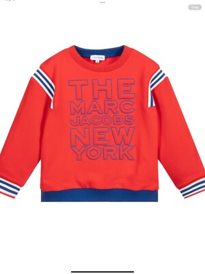 Marc Jacobs New York ROTES LOGO SWEATSHIRT - Alter 12 Jahre neu mit Etikett UVP 77 £