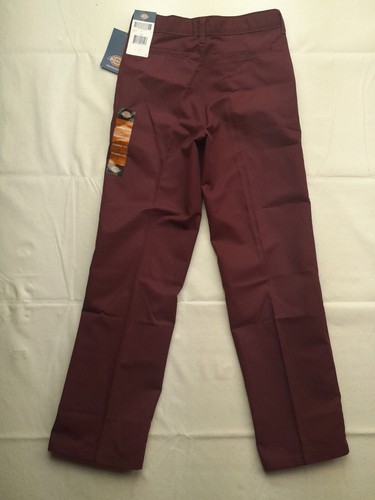 Dickies Pant Boys 14 Flat Front Classic Fit Staight Leg Maroon Double Knee #44 - Picture 2 of 6