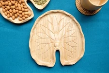 EMFE Home Décor - Handmade Decorative Tray Wooden Leaf Design Serving Tray 