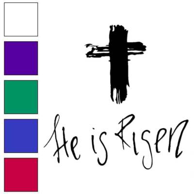 He Is Risen Cross, Vinyl Decal Sticker, Multiple Colors & Sizes #6332