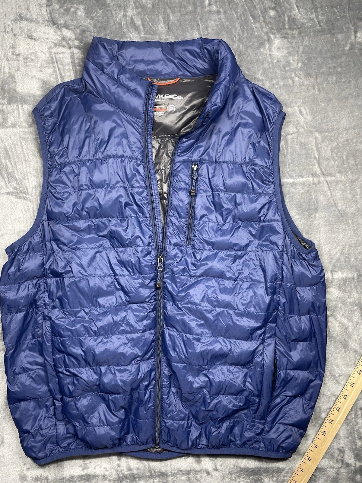 Hawke & Co. Puffy Vest Men’s Size XL Zip Up Packable Down Quilted Navy Blue Vest