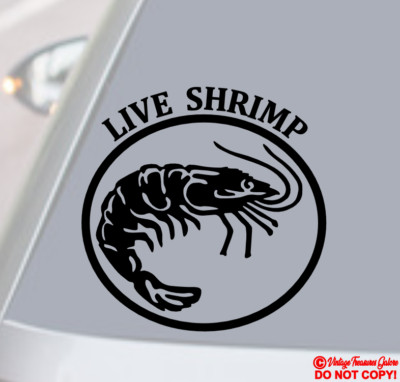 SHRIMP STICKER DECAL FRESH SEAFOOD RESTAURANT WINDOW DOOR TANK LIVE BAIT SHOP