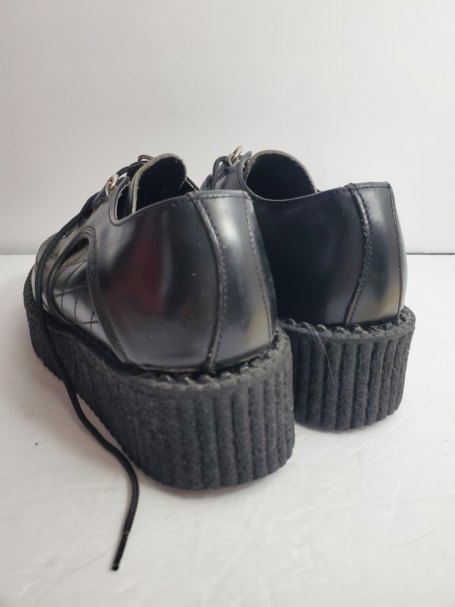 Vtg Daljeets England Creeper Platform Shoes Quilted Lace Up