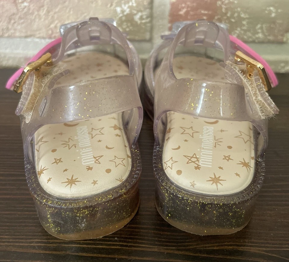MINI MELISSA Little Girl's Clear Rainbow Jelly Flat Sandals Size 9 - Image 3 of 4