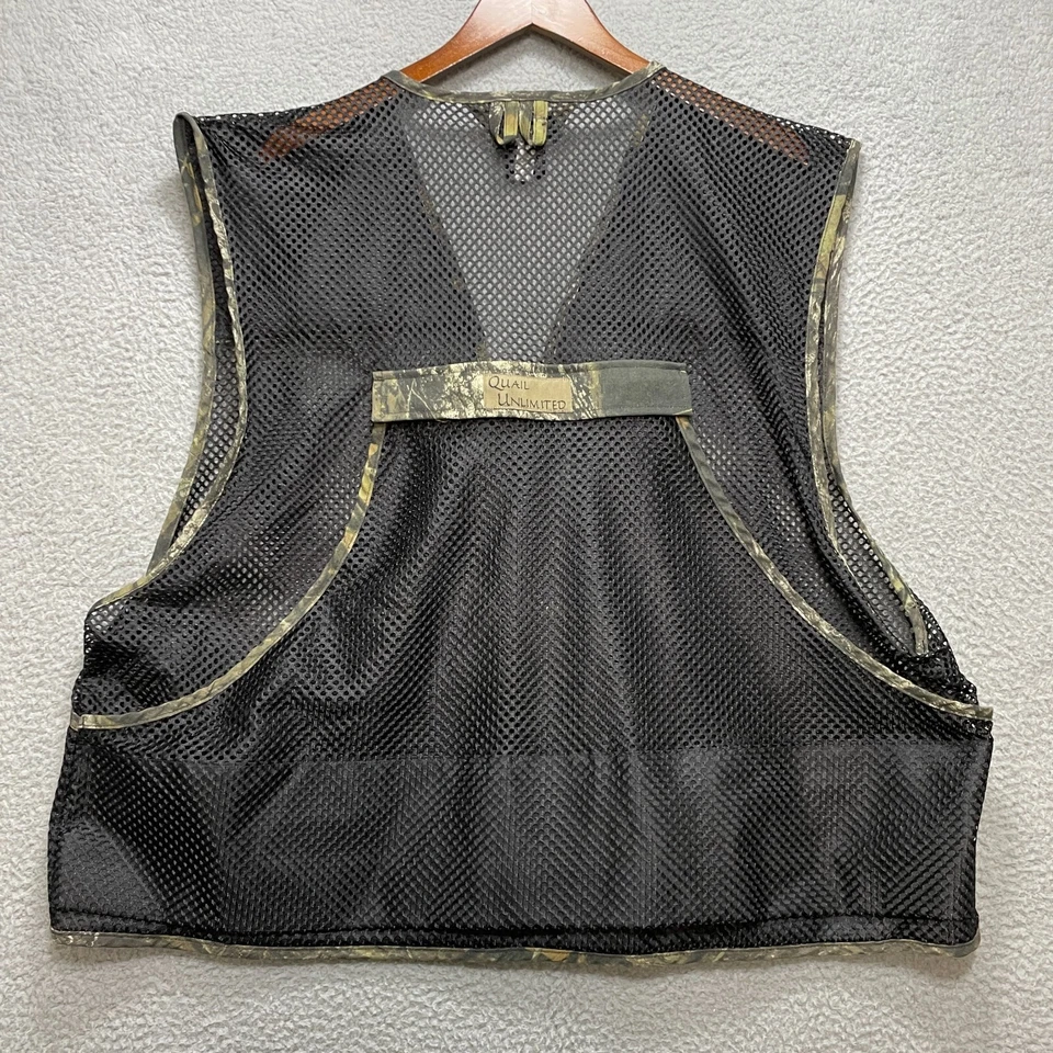 QUAIL UNLIMITED Camo Hunting Shooting Vest Mens 2XL Break Up Pockets Zippered - Image 4 of 4