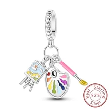 MULA 925 Sterling Silver DIY Charm Enamel Brush Color Palette For Women Bracelet