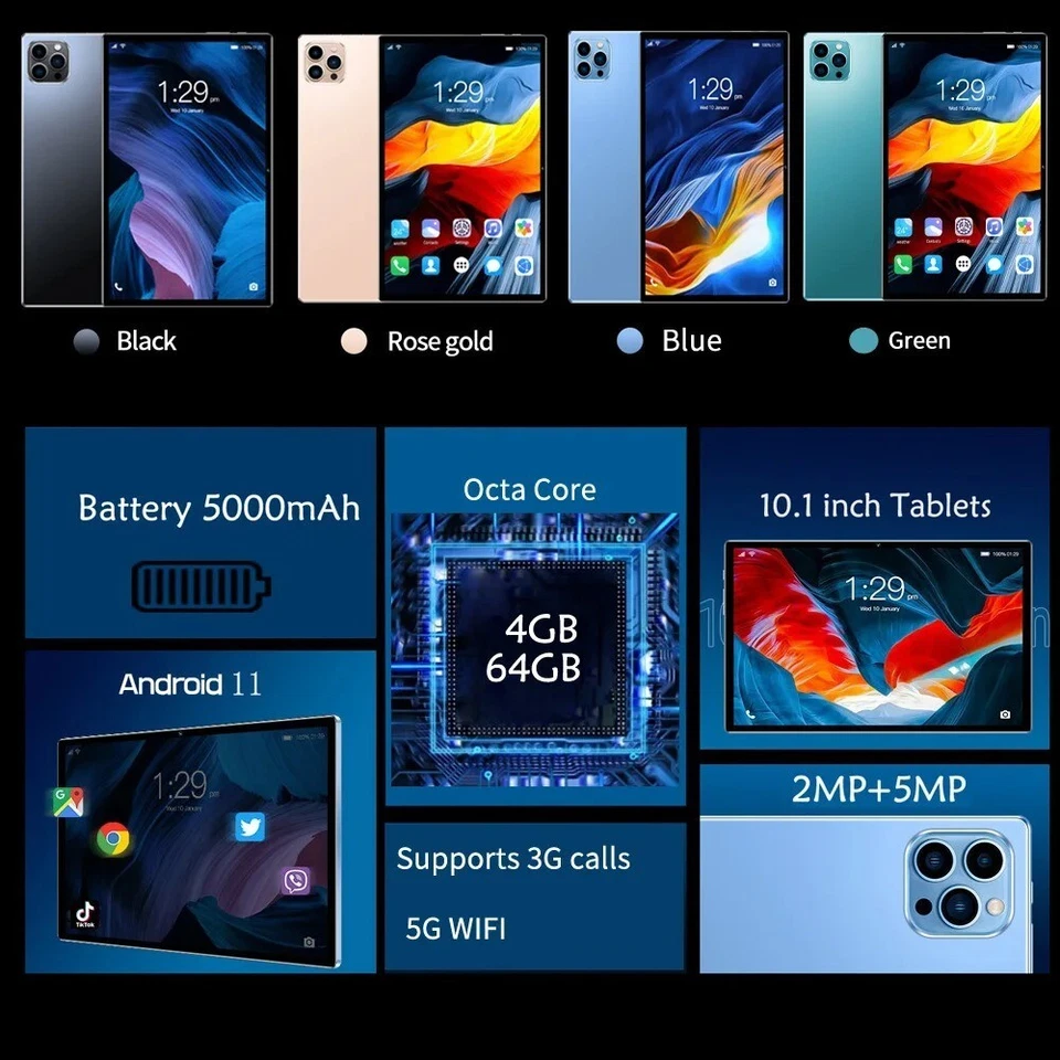 Tablet 10.1 inch Ultra Big Android 14 Tablets 64GB Expandable 4GB RAM - Image 2 of 4