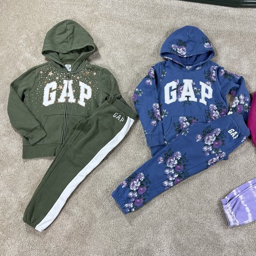 GAP Girls Hoodie Jogger Sweatpants Medium 8 Hoodie Large Lot 3 Sets - Picture 2 of 13