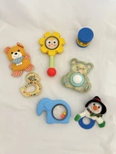 Vintage 90s Infant Baby Toy Rattle Lot Of 7 Fisher Price And Other Brands