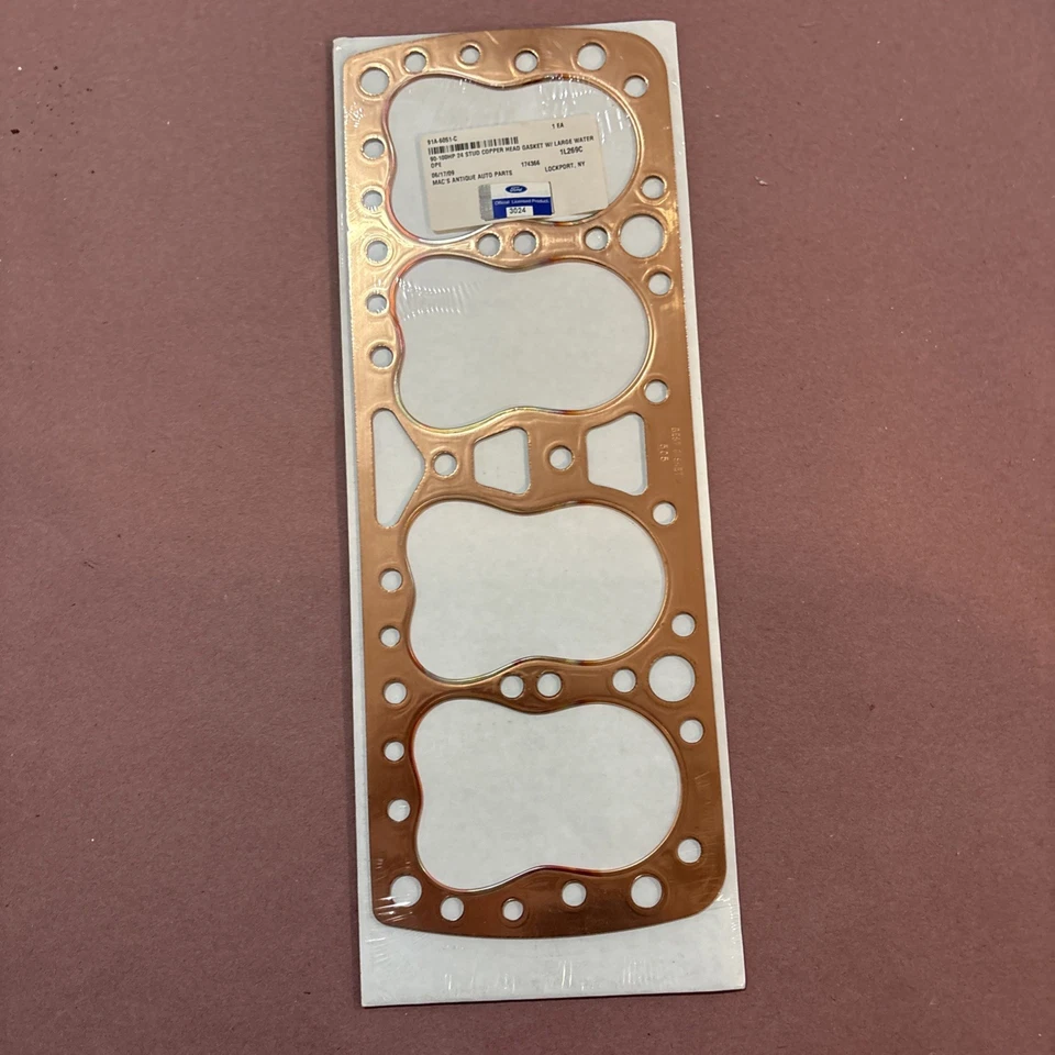 Junta de cabeza de cobre Ford Flathead V8 NOS 505 90 95 100 HP 24 pernos 1938-42 OEM Foto 4 de 4