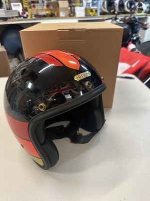 Hedon Hedonist Open Face Motorcycle Helmet   Black Red Gold Metal Flake Graphic