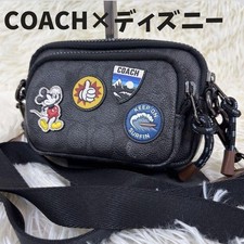 Excellent Condition COACH Shoulder Bag Disney Mickey Leather