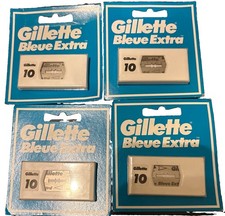 Vintage Gillette Bleue Extra NOS double edge razor blades 10-pack 4 Packages