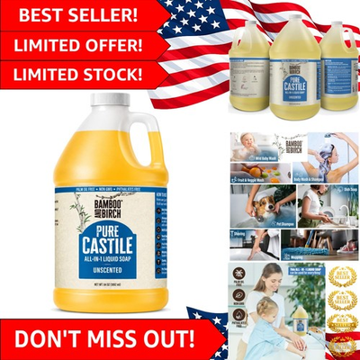 #ad 100% Natural Unscented Castile Soap Eco Friendly 64 oz for All Cleansing Needs $45.99