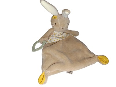 TOPOLINO TOPOMINI HASE SCHMUSETUCH KUSCHELTUCH BEISSRING BLUME BRAUN RABBIT
