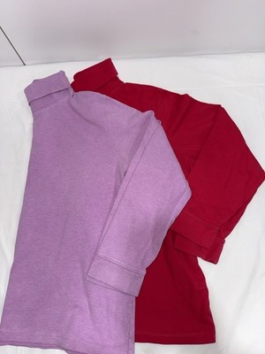 LL Bean womens Pink & Purple Turtle Neck Sweater Size XL Reg Set Of 2
