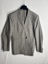 Banana Republic 44L Extra Slim Gray Plaid Marzotto Wool and Silk Italy 1 Button