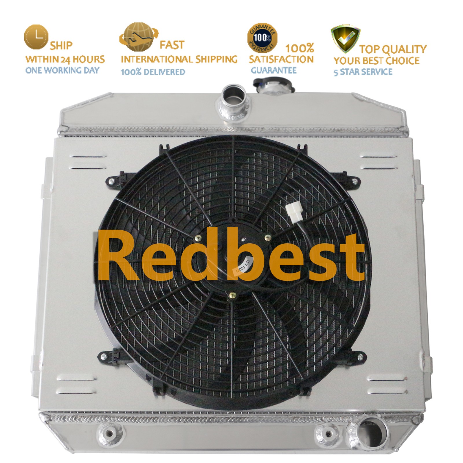 For 1955-57 56 Chevy Bel Air Nomad Truck 3.8L l6 3Row Alu Radiator+Shroud+16"Fan
