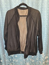 Vintage Derby Jacket Black Fishnet Brown Silk Lined Gold Zipper Zip Up Coat 