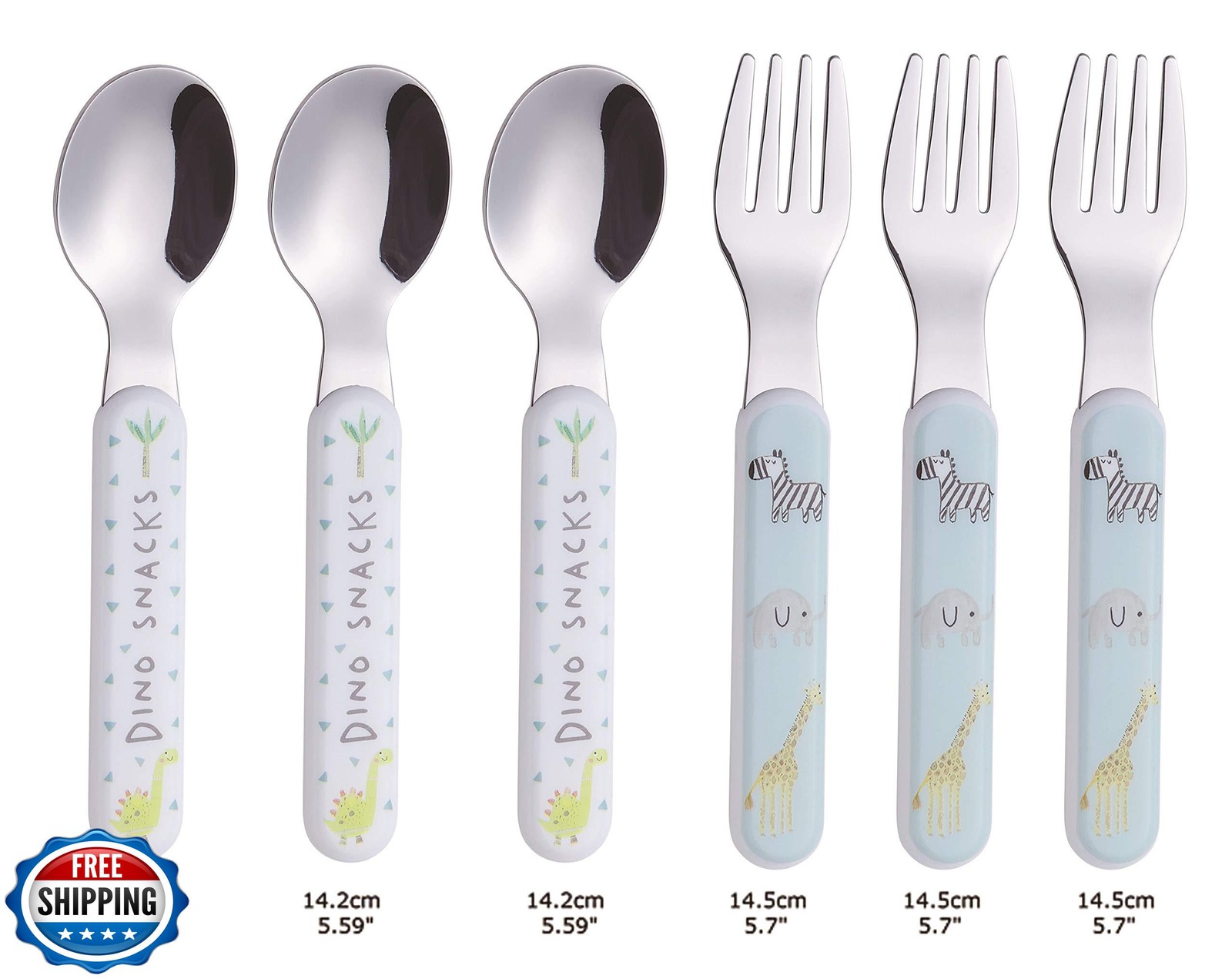ANNOVA Kids Silverware 6 Pieces Stainless Steel Children's Flatware Set 3 x F