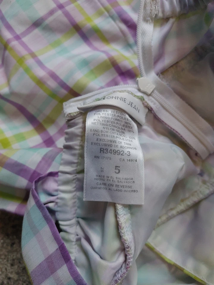 Niña Bonnie Jean Tafetán Pastel Púrpura Y Verde Sin Mangas Talla 5 Foto 4 de 4